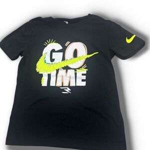 Nike Black Kids Short Sleeve Tee with Neon Yellow Graphic Swoosh